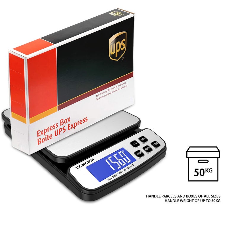 CCWEIGH Digital Shipping Scale 110 lbs x 1g with Hold and Counting Function Mail Scale Postage Scale for Shipping Packages,Postal Scale for Warehouses, Homes, Offices, and Courier Companies - Image 4